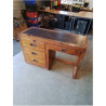 BUREAU AMÉRICAIN YOUNG  HINKLE BOIS  4 TIROIRS PLATEAU GAINE CUIR 