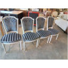 4 CHAISES STYLE LOUIS XVI BOIS PEINT GRIS VELOURS DAMASE GRIS 