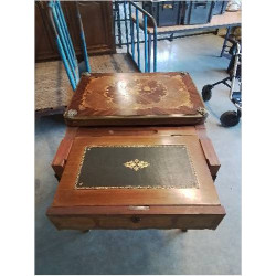 BUREAU COIFFEUSE TABLE A JEU A SYSTÈME BOIS DE ROSE GARNITURE BRONZE  STYLE LOUIS XV