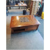 TABLE BASSE BAR RECTANGULAIRE 2 NICHES 1 TIROIR DESSUS MARBRE 