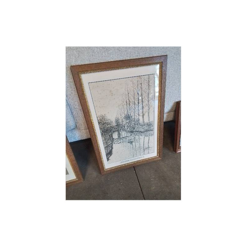 ENCRE MONTIVILLIERS PONT RUSTIQUE SUR LA LEZARDE J.DUCHEMIN