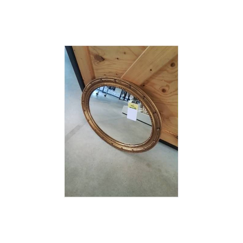MIROIR OVALE MOULURE DORE BOIS ET STUC  XIXE