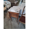 CHEVET BOIS CLAIR 1 TIROIR 1 PORTE DESSUS MARBRE BLANC VEINÉ STYLE LOUIS XVI