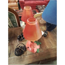 LAMPE METAL ROUGE AJ VERRE...