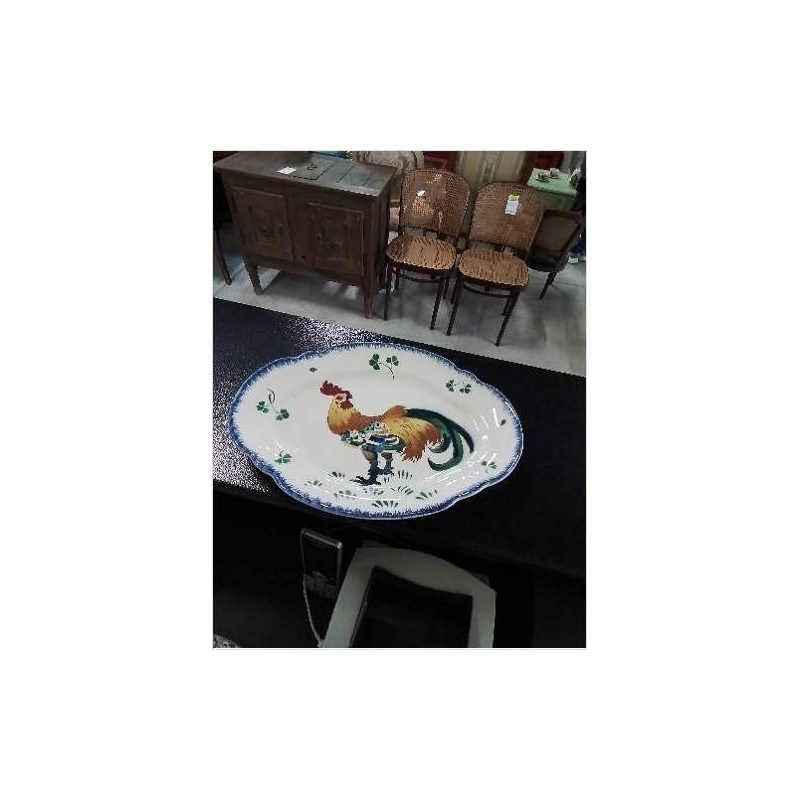 PLAT OVALE CÉRAMIQUE AU COQ K&G LUNEVILLE
