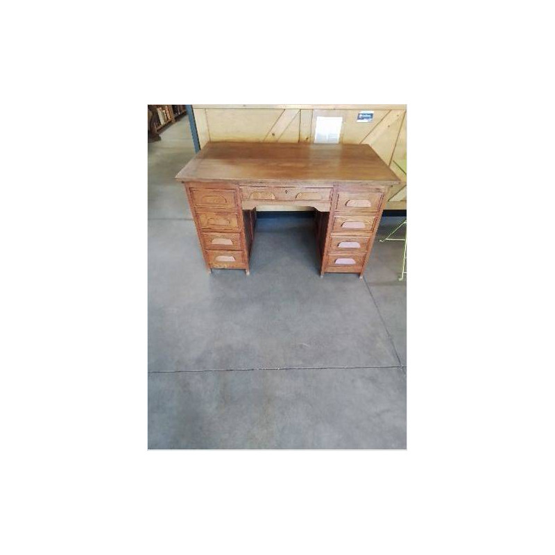 BUREAU A CAISSONS BOIS 9 TIROIRS MILIEU XXE