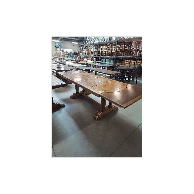 TABLE MONASTÈRE CHENE CLAIR  210X95X76CM AVEC 2 RALLONGES DE 50 CM