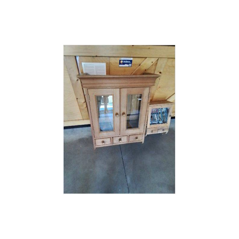 VITRINE MURAL PIN CLAIR 2 PORTES 3 TIROIRS 