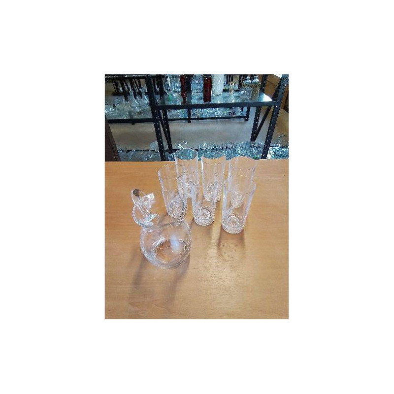 6 VERRES ET SA CARAFE GRAVÉ AUX FLEURS 