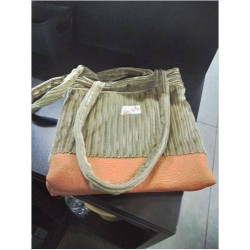 SAC VELOURS VERT   ORANGE