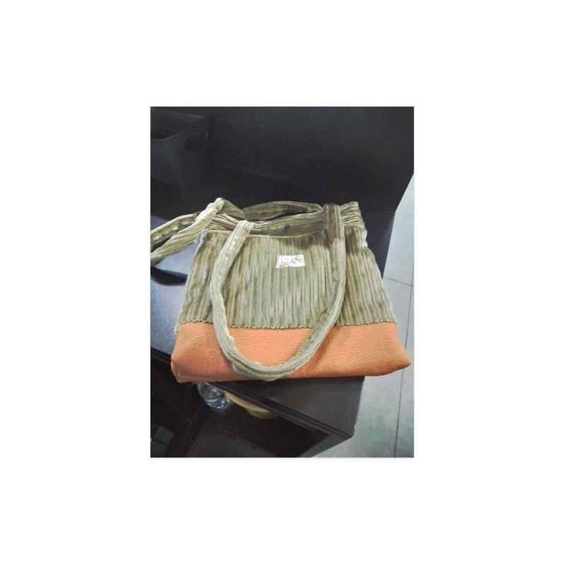 SAC VELOURS VERT   ORANGE