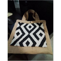 SAC TOILE DE JUTE NOIR ECRU...