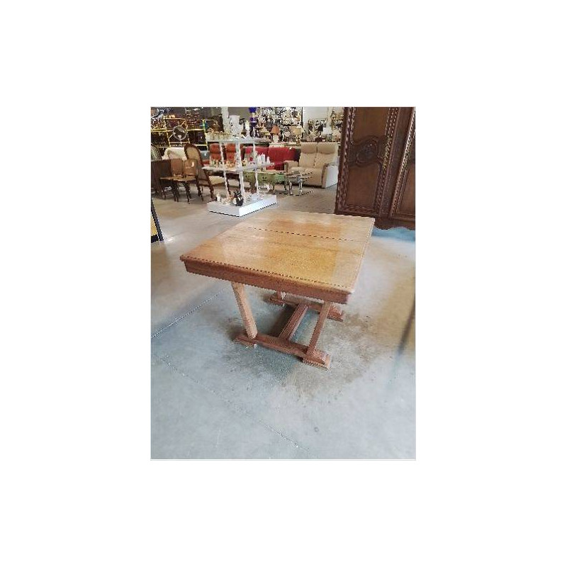 TABLE RECTANGULAIRE EXTENSIBLE A ENTRETOISE ART DÉCO 99X85X74CM 2 RALLONGES DE 48CM