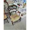 FAUTEUIL DE CHEMINÉE BOIS PAILLÉ DOSSIER CHANTOURNÉ STYLE RÉGENCE 