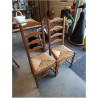 PAIRE DE CHAISES BOIS CLAIR PAILLÉ DOSSIER 4 BARREAUX CHANTOURNÉ 