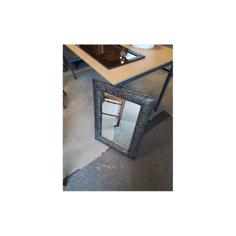 MIROIR RECTANGULAIRE TISSU NOIR ARGENTÉ 