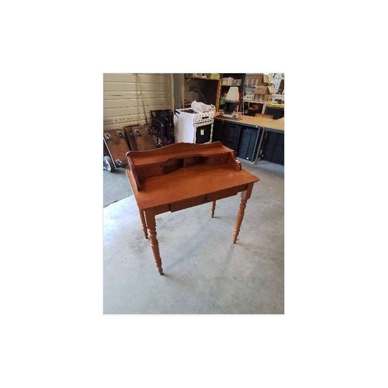 BUREAU A GRADIN BOIS CLAIR PIEDS TOURNÉS 2 NICHES 3 TIROIRS 
