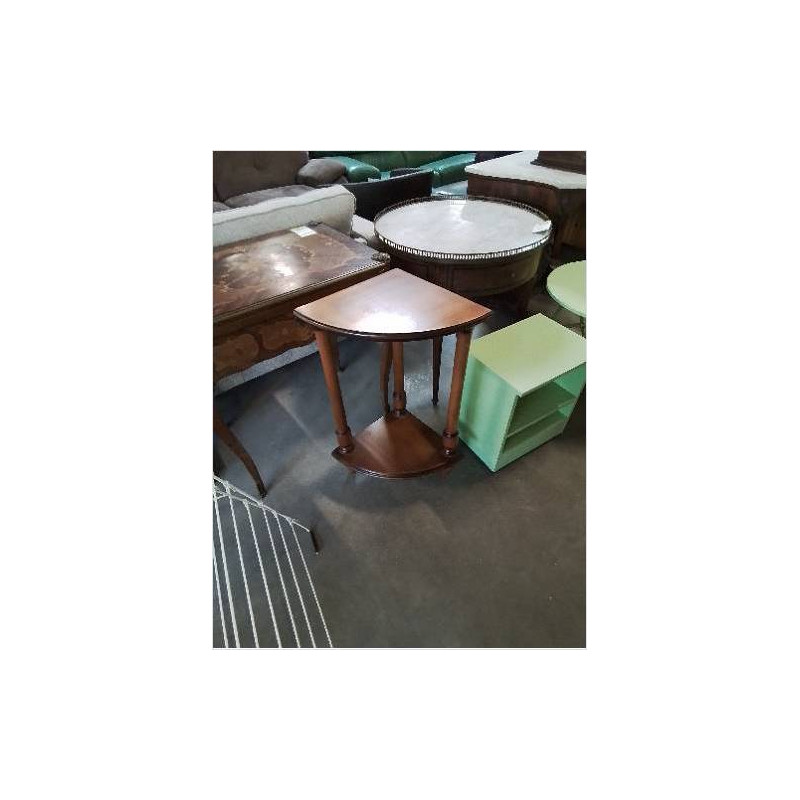 CONSOLE DE COIN A COLONNES 2 NIVEAUX BOIS CLAIR