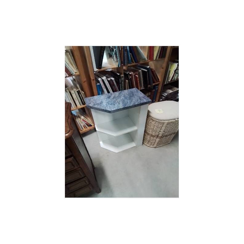 ÉTAGÈRE BOIS BLANC DESSUS BOIS BLEU 2 NICHES 