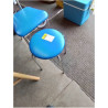 TABOURET PIÈTEMENT MÉTAL CHROMÉ ASSISE PU BLEU