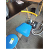 CHAISE MÉTAL CHROMÉ ASSISE PU BLEU DOSSIER JAUNE