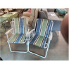 FAUTEUIL DE PLAGE PLIANT METAL BLANC TISSU RAYE