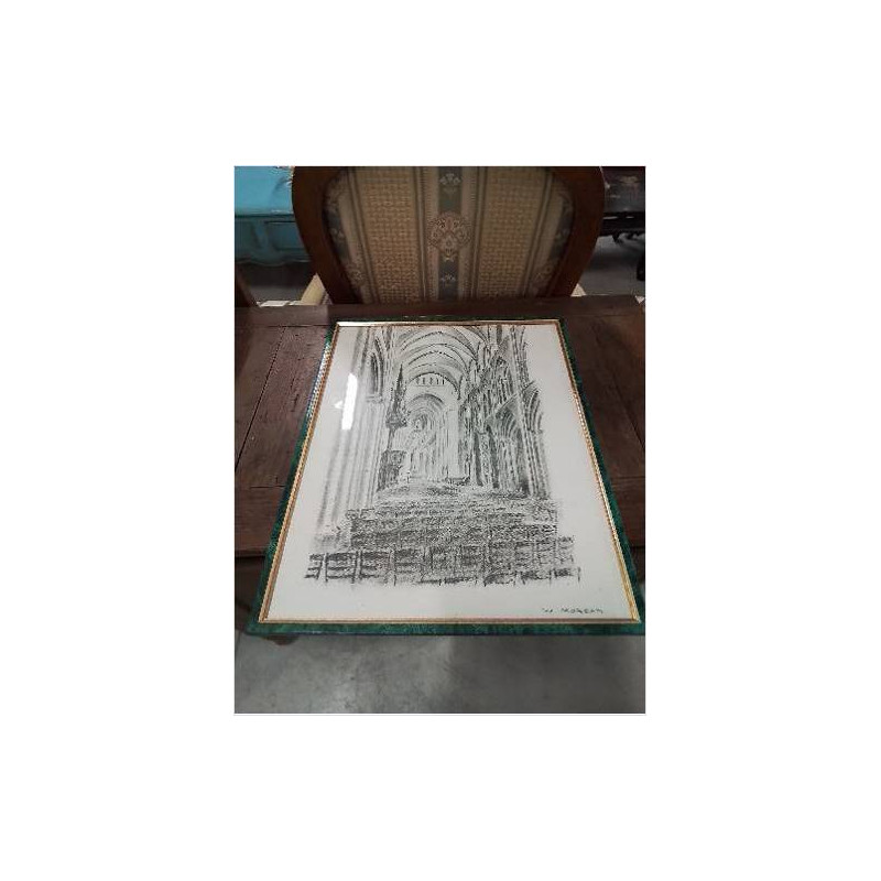 DESSIN L ABBATIALE DE FECAMP LA NEF WILLIAM MORGAN 1922 1994 