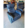ENSEMBLE SALON 1 FAUTEUIL ET 1 CANAPÉ 2 PLACES RELAX MANUEL CUIR BLEU