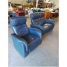ENSEMBLE SALON 1 FAUTEUIL ET 1 CANAPÉ 2 PLACES RELAX MANUEL CUIR BLEU