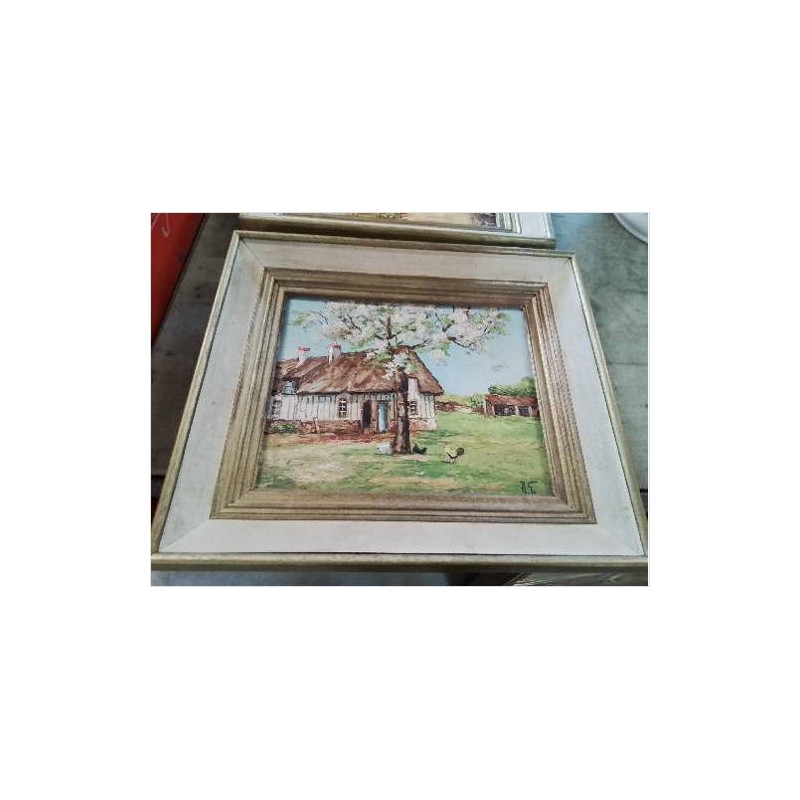 HUILE SUR PANNEAU CHAUMIÈRE ROBERT GIOVANI