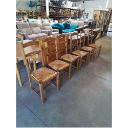 6 CHAISES BOIS PAILLÉ A...