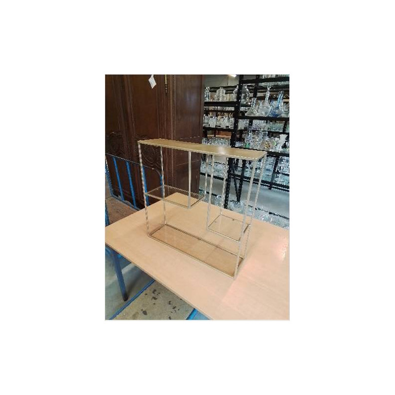 ETAGERE MURAL MÉTAL DORÉ 3 TABLETTTES VERRE ANNÉES 70