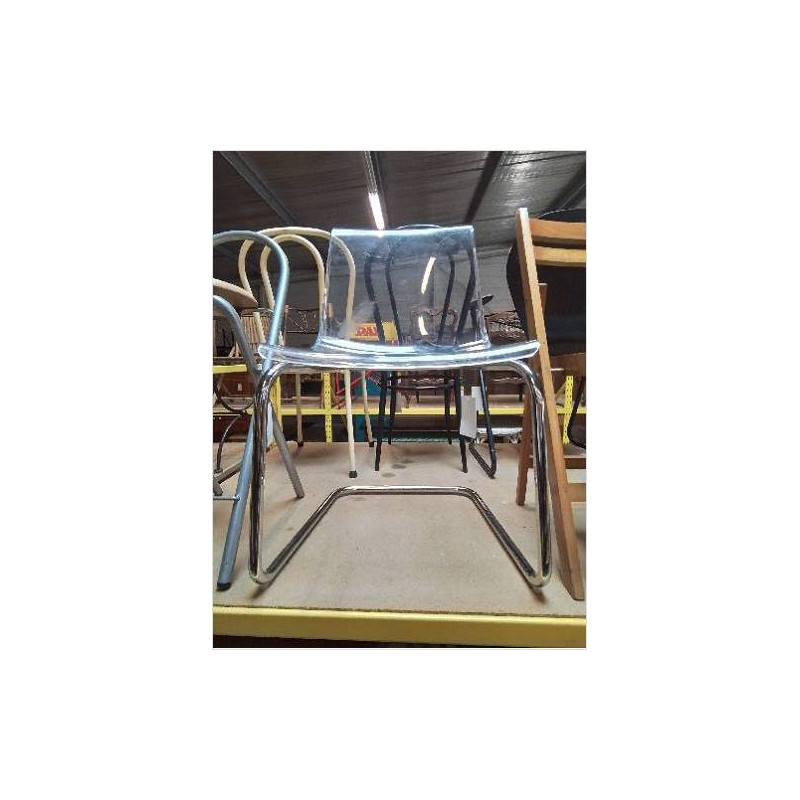 CHAISE TRANSPARENTE PIÈTEMENT MÉTAL CHROMÉ