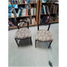 PAIRE DE CHAISES BOIS NOIRCI CAPITONNE TISSU FLEURI NAPOLÉON III 