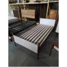 LIT BOIS CLAIR ET BLANC + SOMMIER 90X190 ANNEES 70