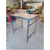 TABLE MANGE DEBOUT RECTANGULAIRE PIÈTEMENT MÉTAL NOIR PLATEAU BOIS STYLE INDUSTRIEL 