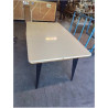 TABLE RECTANGULAIRE FORMICA JAUNE PIEDS COMPAS BOIS NOIR ANNÉES 60 EXTENSIBLE 2X30 CM