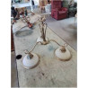 LUSTRE VERRE ET LAITON 3 FEUX 
