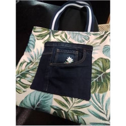 TOTE BAG FEUILLAGE BLEU...
