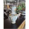 VASE CÉRAMIQUE BLANC AUX FLEURS ET AU PAON RHODES CRESCI