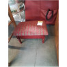 REPOSE PIEDS COFFRE BOIS ROUGE CAPITONNÉ TISSU ECOSSAIS 