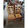 PAIRE DE CHAISES A ENTRETOISE BOIS CLAIR PAILLÉ PIEDS BALUSTRE DOSSIER 4 BARREAUX CHANTOURNÉ 