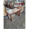 TABLE RECTANGULAIRE A ENTRETOISE BOIS CARRELÉ 124X74X75CM