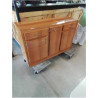 BUFFET DE CUISINE BOIS CLAIR 3 PORTES 2 TIROIRS ANNÉES 60