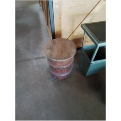 TABOURET BIDON MÉTAL ASSISE BOIS STYLE INDUSTRIEL 