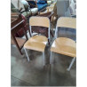 CHAISE D’ACCEUIL PIÈTEMENT MÉTAL GRIS ASSISE ET DOSSIER BOIS CLAIR