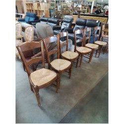 6 CHAISES BOIS PAILLÉ...