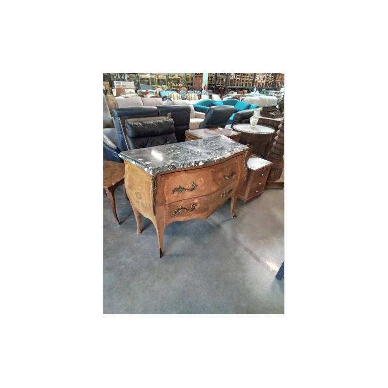 COMMODE BOIS DE ROSE 2 TIROIRS PLATEAU MARBRE STYLE LOUIS XV 