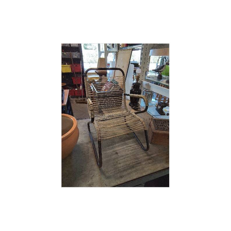 FAUTEUIL ENFANT SCOUBIDOU MÉTAL NOIR ANNÉES 50