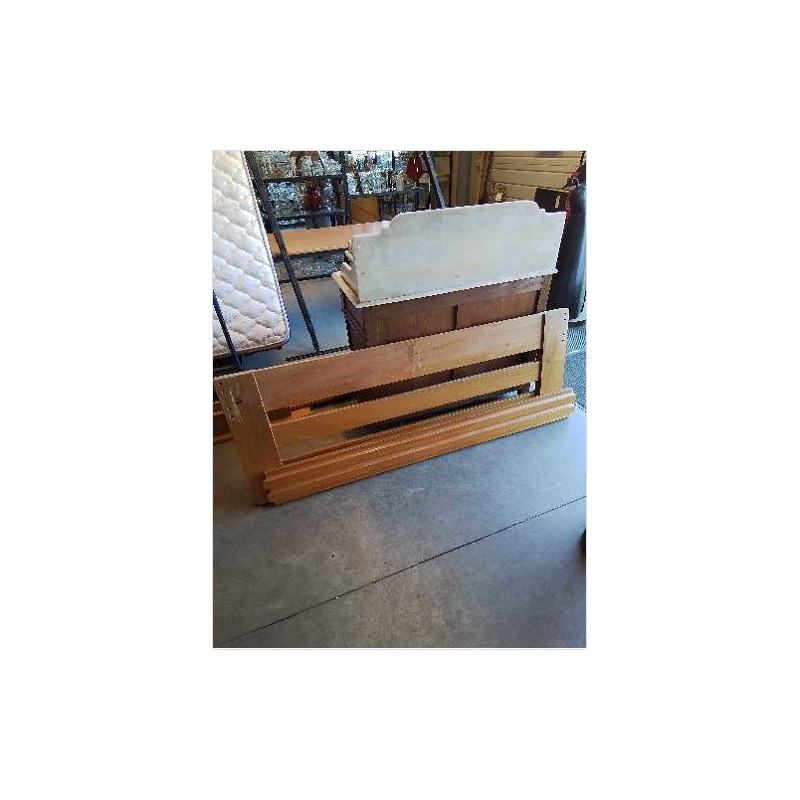 LIT BOIS CLAIR 160X190 AVEC 2 SOMMIERS BOIS A LATTES